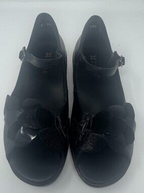 Ziera Black Floral Mary Jane Peep Toe Flats Size 37